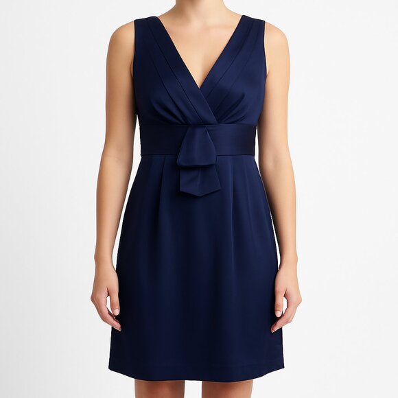 Rabbit Rabbit Rabbit Navy Cocktail Dress | Size 8 Sleeveless V-Neck - Picture 1 of 10